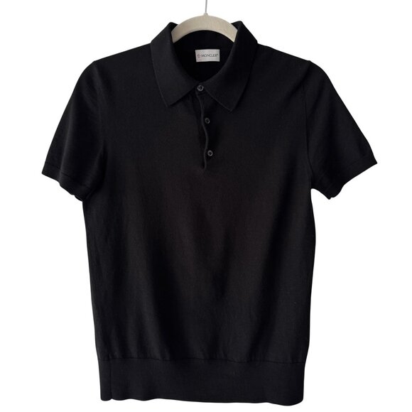 Moncler Polo Tricot Wool Blend Short Sleeve Sweater - Picture 1 of 11